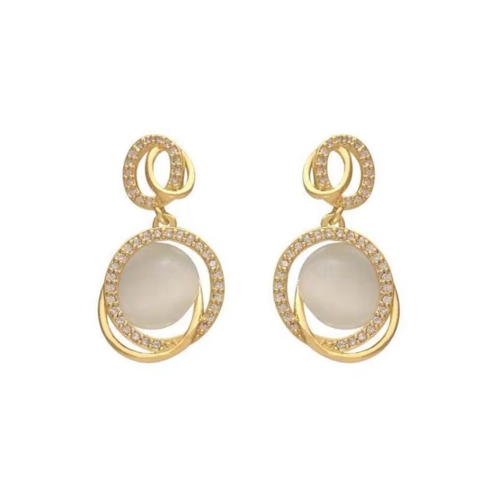 Starlit Opal Gold Women's Fashion Earrings
